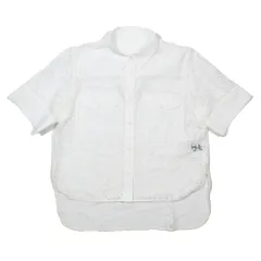 新品同様 Lois CRAYON ロイスクレヨン 26SS レースコンビシャツ 切替 シアー シースルー ポケット ブラウス 半袖 トップス M ホワイト レディース 古着 中古 USEDのサムネイル