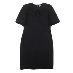 美品 GIVENCHY HI FORMAL ジバンシィ シフォン フォーマル ワンピース シアースリーブ リボン プリーツ 半袖 12 ブラック レディース 古着 中古 USEDのサムネイル