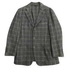 良品 Belvest ベルベスト テーラード ジャケット ブレザー チェック 3B 本切羽 フォーマル ビジネス 48 青 ブルー メンズ 古着 中古 USEDのサムネイル