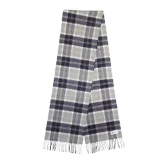 新品同様 Johnstons of Elgin ジョンストンズ カシミヤ 小判 タータンチェック スカーフ マフラー ストール 25x178cm グレー ネイビー メンズ レディース 古着 中古 USEDのサムネイル