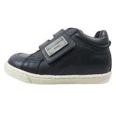 未使用 DOLCE&GABBANA ドルチェアンドガッバーナ キッズ 子供靴 ベルクロ スニーカー ロゴプレート シューズ レザー 23 紺 キッズ 古着 中古 USEDのサムネイル