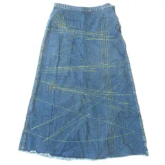 美品 HYSTERIC GLAMOUR ヒステリックグラマー デニム ロング スカート スリット 刺繍 カットオフ 2AK-9200 フリーサイズ 青 ブルー レディース 古着 中古 USEDのサムネイル