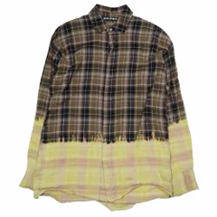 美品 Palm Angels パームエンジェルス チェックシャツ ダメージ加工 長袖 カットソー 48 ブラウン イエロー PMGA079R21FAB001 メンズ 古着 中古 USEDのサムネイル