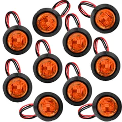 shymie サイドマーカー 3led搭載 マーカーランプ ボタン型 トラック 路肩灯 グリルマーカー トレーラー 24v対応 10個 アンバー [アンバー]のサムネイル