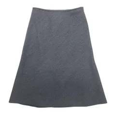 美品 BALENCIAGA バレンシアガ ヘリンボーン柄 スカート サイドスリット セミフレア 膝丈 34 グレー ブラック  レディース 古着 中古 USEDのサムネイル