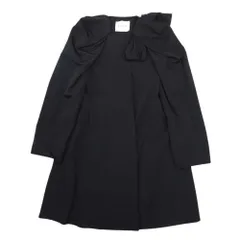 美品 LANVIN ランバン ショルダーリボン ノーカラーコート オーバーサイズ アウター Aライン パフスリーブ 36 黒 ブラック レディース 古着 中古 USEDのサムネイル