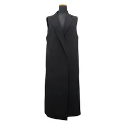 美品 ANAYI アナイ ロング ベスト ジレ カットソー ノースリーブ ボタンレス サイズ38 黒 ブラック レディース 古着 中古 USEDのサムネイル