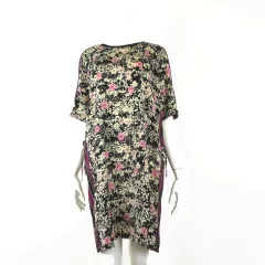 スコッチ&ソーダ SCOTCH & SODA ワンピース チュニック フローラル 花柄 サイドリボン とろみ 落ち感 半袖 M 2 黒 ブラック ベージュ ピンク マルチカラー 国内正規品 美品のサムネイル