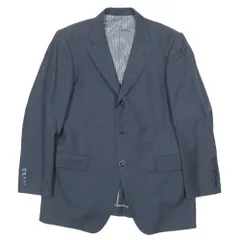 美品 LANVIN COLLECTION ランバン コレクション ストライプ テーラードジャケット ウール 背抜き 3B サイドベンツ スーツ ネイビー メンズ 古着 中古 USEDのサムネイル