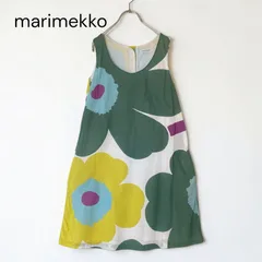 Marimekko マリメッコ ウニッコ 花柄ワンピース グリーン イエローのサムネイル