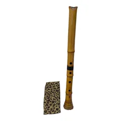 ​【銘あり （辰童）】和楽器 尺八 全長約52cm 二つ折管 布製収納袋付き 現状品のサムネイル
