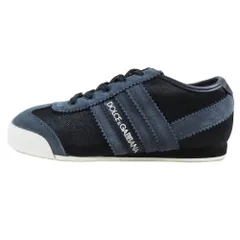 未使用 DOLCE&GABBANA ドルチェアンドガッバーナ 子供靴 キッズ ロゴ メッシュ スエードレザー スニーカー シューズ 31 紺 キッズ 古着 中古 USEDのサムネイル
