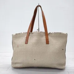HENRY CUIR レザートートバッグ 編み込み メッシュレザー ビーズ トートバッグ ベージュ レディース アンリークイール【中古】3-1006G◎のサムネイル