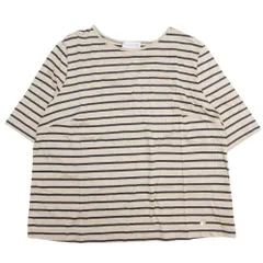美品 MACKINTOSH LONDON マッキントッシュロンドン ボーダー Tシャツ コットンブレンド カットソー プルオーバー 半袖 44/XL ベージュ レディース 古着 中古 USEDのサムネイル
