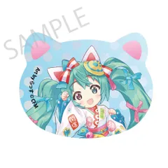 【予約】【新品】初音ミク×招き猫×真夏の熊谷 猫型缶バッジ 初音ミク 白猫2 Art by らっす【正規品】のサムネイル