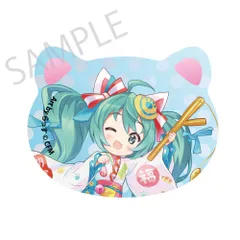 【予約】【新品】初音ミク×招き猫×真夏の熊谷 猫型缶バッジ 初音ミク 白猫1 Art by らっす【正規品】のサムネイル