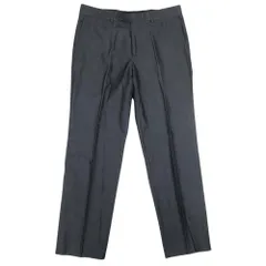 美品 HUGO BOSS ヒューゴボス ジャガード ストライプ スラックス パンツ ノータック ボトムス コットン 48 グレー メンズ 古着 中古 USEDのサムネイル