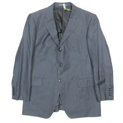 美品 LANVIN COLLECTION ランバン コレクション ストライプ テーラードジャケット ウール 背抜き 3B サイドベンツ スーツ ネイビー メンズ 古着 中古 USEDのサムネイル