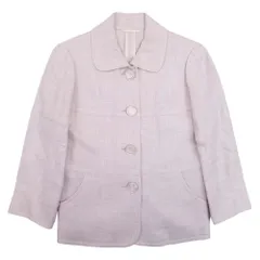 美品 Rochas ロシャス リネン混 ツイード ステンカラージャケット 九分袖 ブルゾン 7 ライトピンク レディース 古着 中古 USEDのサムネイル