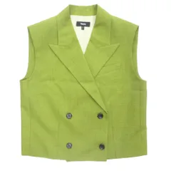 美品 theory セオリー シティツイル ダブルブレスト ベスト ジャケット ブレザー 01-5204106-670-700 サイズ0 緑 アボカドグリーン レディース 古着 中古 USEDのサムネイル