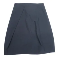 新品同様 JIL SANDER NAVY ジルサンダーネイビー アシンメトリーデザイン タックスカート 膝丈 34 紺 ネイビー レディース 古着 中古 USEDのサムネイル