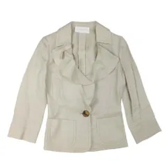 新品同様 VALENTINO ROMA Spa ヴァレンティノローマ リネン テーラードジャケット ラッフル フリルカラー 麻 1B 38/2 キナリ レディース 古着 中古 USEDのサムネイル