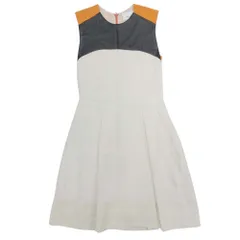 美品 3.1 phillip lim 3.1フィリップリム シルク ワンピース ノースリーブ 膝丈 ハーフ シフォン 切替 ハーフ 0 白 ホワイト オレンジ レディース 古着 中古 USEDのサムネイル