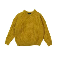 良品 aran WOOLLEN MILLS  アランウーレンミルズ クルーネック 長袖ニット セーター プルオーバー トップス XS 黄 イエロー レディース 古着 中古 USEDのサムネイル