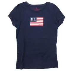良品 POLO JEANS RALPH LAUREN ポロ ラルフローレン Tシャツ カットソー トップス 星条旗 プリント ラインストーン S 紺 ネイビー レディース 古着 中古 USEDのサムネイル
