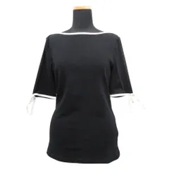 美品 LAUREN Ralph Lauren ローレンラルフローレン ボートネック Tシャツ カットソー リボン 半袖 M ブラック×ホワイト レディース 古着 中古 USEDのサムネイル