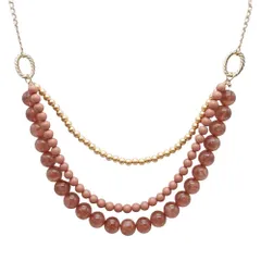 新品同様 NATURAL BEAUTY BASIC ナチュラルビューティーベーシック 三連 ボールビーズ ネックレス アクセサリー ブラウン ゴールド レディース 古着 中古 USEDのサムネイル