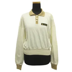 良品 SONIA RYKIEL ソニアリキエル 90's ロング ポロシャツ カットソー ラメ 長袖 フランス製 ヴィンテージ S 白 ホワイト レディース 古着 中古 USEDのサムネイル