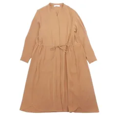 美品 ABAHOUSE ECRU アバハウス エクリュ スキッパー シャツワンピース 長袖 膝丈 ハーフ バンドカラー 茶 ブラウン レディース 古着 中古 USEDのサムネイル