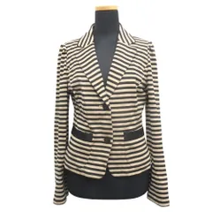 良品 TO BE CHIC トゥービーシック コットン ジャケット ブレザー ボーダー スパンコール W5E05-637-40 サイズ40 レディース 古着 中古 USEDのサムネイル