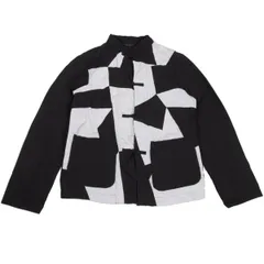 ブラックコムデギャルソンBLACK COMME des GARCONS エステルバイカラー切替チャイナジャケット 黒白Lのサムネイル