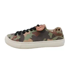 良品 buddy バディ B.T Bull Terrier Low 迷彩 カモフラ スエード レザー ローカット スニーカー シューズ 靴 22.5 カーキ レディース 古着 中古 USEDのサムネイル