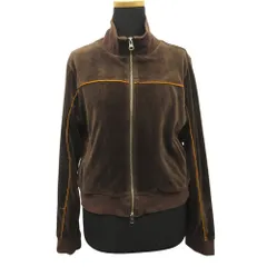 MOUSSY マウジー クロップド ベロア トラック ジャケット ブルゾン パイピング ショート丈 F 茶 ブラウン レディース 古着 中古 USEDのサムネイル