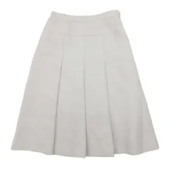 良品 YUKI TORII ユキトリイ サマーツイード プリーツスカート 膝丈 フレアシルエット 38 ライトベージュ アイボリー  レディース 古着 中古 USEDのサムネイル