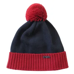 美品 エンポリオアルマーニ EMPORIO ARMANI ニット帽 ビーニー 帽子 ポンポン ロゴ サイズ24-36M ネイビー/レッド キッズ 古着 中古 USEDのサムネイル