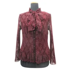 新品同様 JANE MORE ジェーン モア 花柄  プリーツ フリル レース ブラウス カットソー 長袖 ハイネック リボン 115-5BLQMNA0852 赤 9号 レディース 古着 中古 USEDのサムネイル