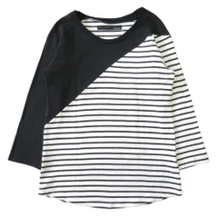 美品 yoshio kubo ヨシオクボ ボーダー ラグラン Tシャツ カットソー 七分袖 サイズ1 ホワイト/ブラック メンズ 古着 中古 USEDのサムネイル