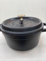 STAUB ストウブ ラ・ココット 20cm ブラック 両手鍋 真鍮ノブ - メルカリ