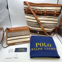 R POLO RALPH LAUREN ポロラルフローレン ストライプド ミディアム Bellport バケット バッグ ショルダーバッグ 牛革 ポニー刺繍 同柄ポーチ 保存袋付 WAPOBAG0EQ20017のサムネイル