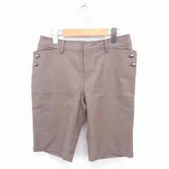 マリクレール MARIE CLAIRE ハーフ パンツ ひざ丈 ウール ジップフライ 無地 シンプル 67-93 ベージュ 茶 /TT31のサムネイル