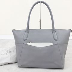 PELLE MORBIDA ペッレモルビダ トートバッグ ファスナー グレー シボ革
