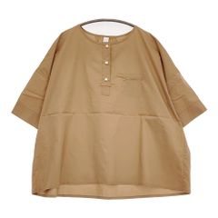 MHL. エムエイチエル コットン ポプリン バンドカラー 五分袖 シャツ 