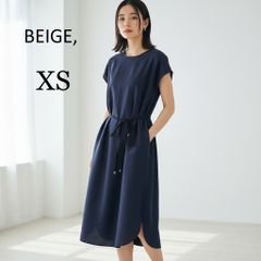 ベイジ リボンベルト カシュクール ワンピース とろみ フレンチ