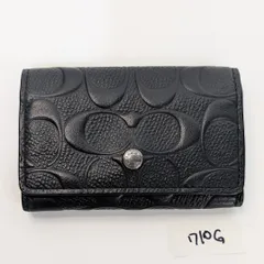 COACH コーチ 5連 キーケース ジャンク品 シグネチャー エンボス レザー ブラック 76986 メンズのサムネイル