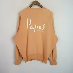 PAPAS パパス ビッグ ロゴ プリント ラグラン スウェット カーディガン ワッペン ピンクベージュ系 サイズM 4568Q★4のサムネイル