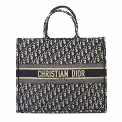美品 クリスチャン ディオール Christian Dior オブリーク ブック トート ラージ バッグ キャンバス ネイビー M1286ZRIW 90321703のサムネイル